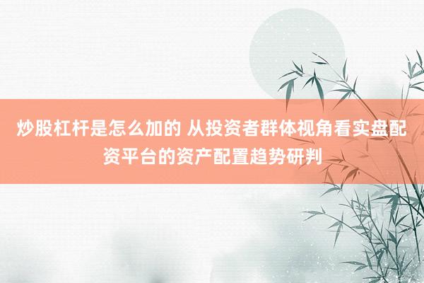 炒股杠杆是怎么加的 从投资者群体视角看实盘配资平台的资产配置趋势研判